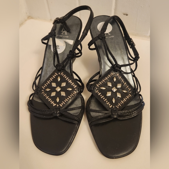 Leather Slingback Black Wedge Heels ETIENNE AIGNER - Picture 2 of 7